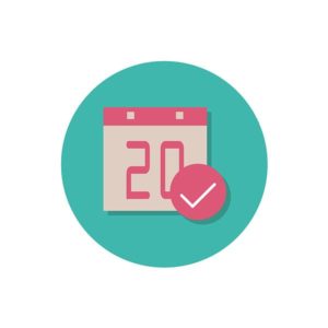 Calendar icon with checkmark, a day to start healthy meal prepping