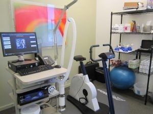 VO2 Max Testing at Cenegenics, Exercise room with VO2Max Test cycling equipment