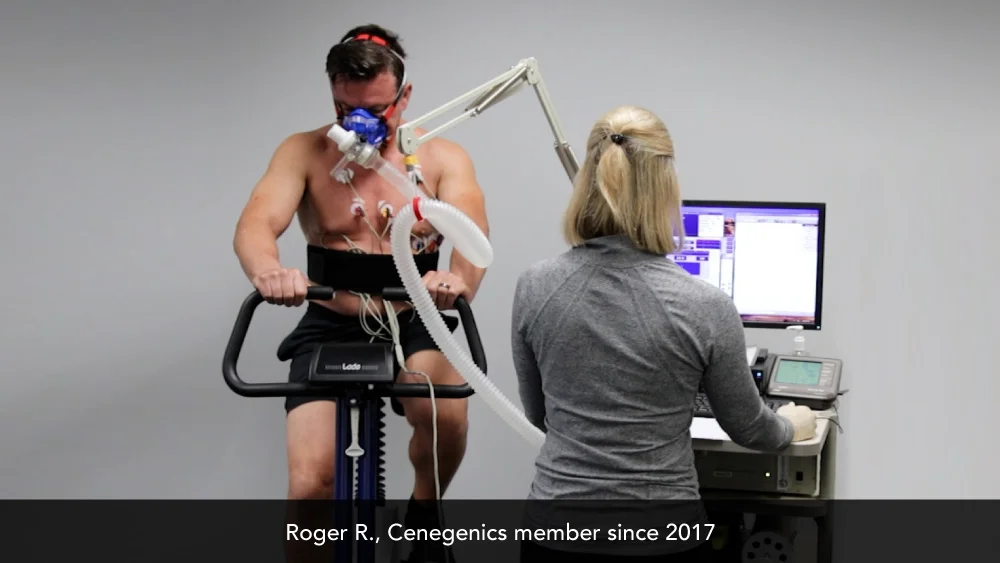 Roger on VO2 machine, experiencing the benefits of VO2